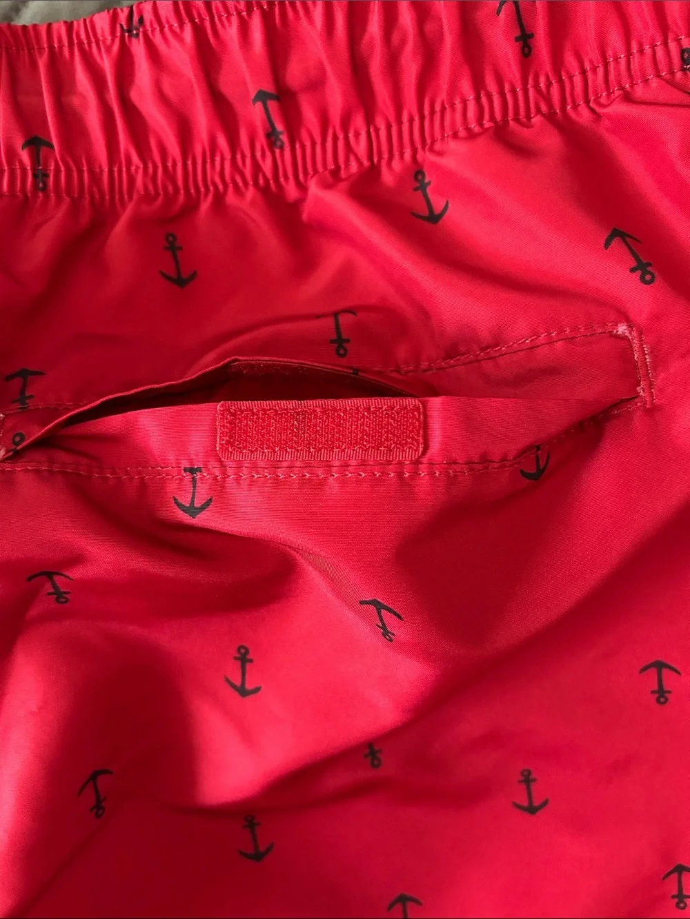 EUC - 🛥️ Nautica Red Swim Trunks with Navy Anchor Print
